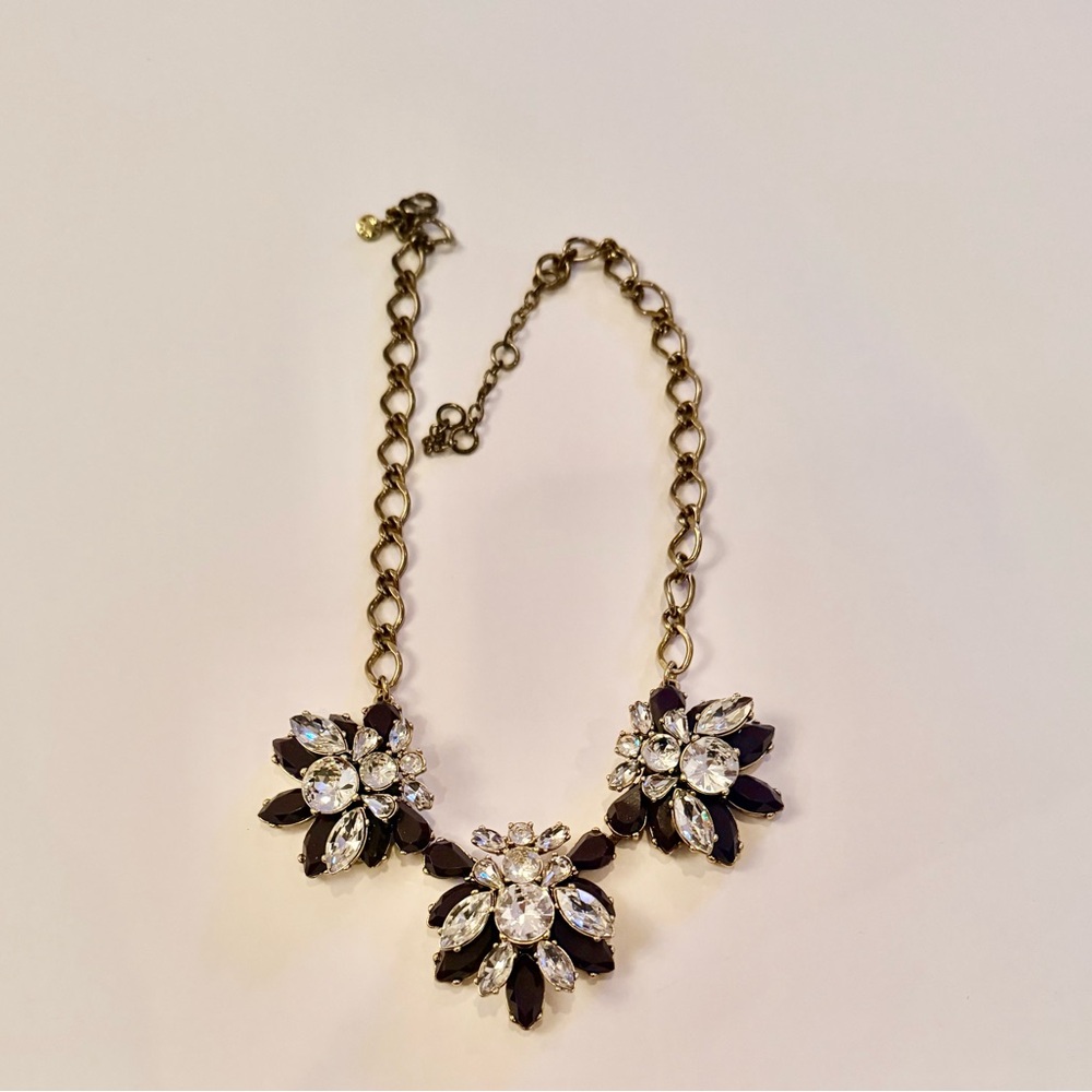 J. Crew burgundy white crystal statement Necklace
